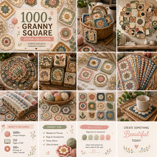 1000 Granny Square Crochet Patterns Mega Bundle – Ultimate PDF Crochet Collection
