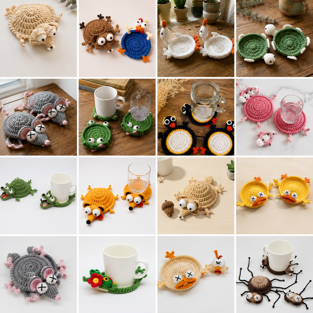 Crochet Coaster Pattern Bundle 🌸☕ | Cute Mug Rug Crochet Patterns | Handmade Home Decor | Beginner Friendly PDF Download