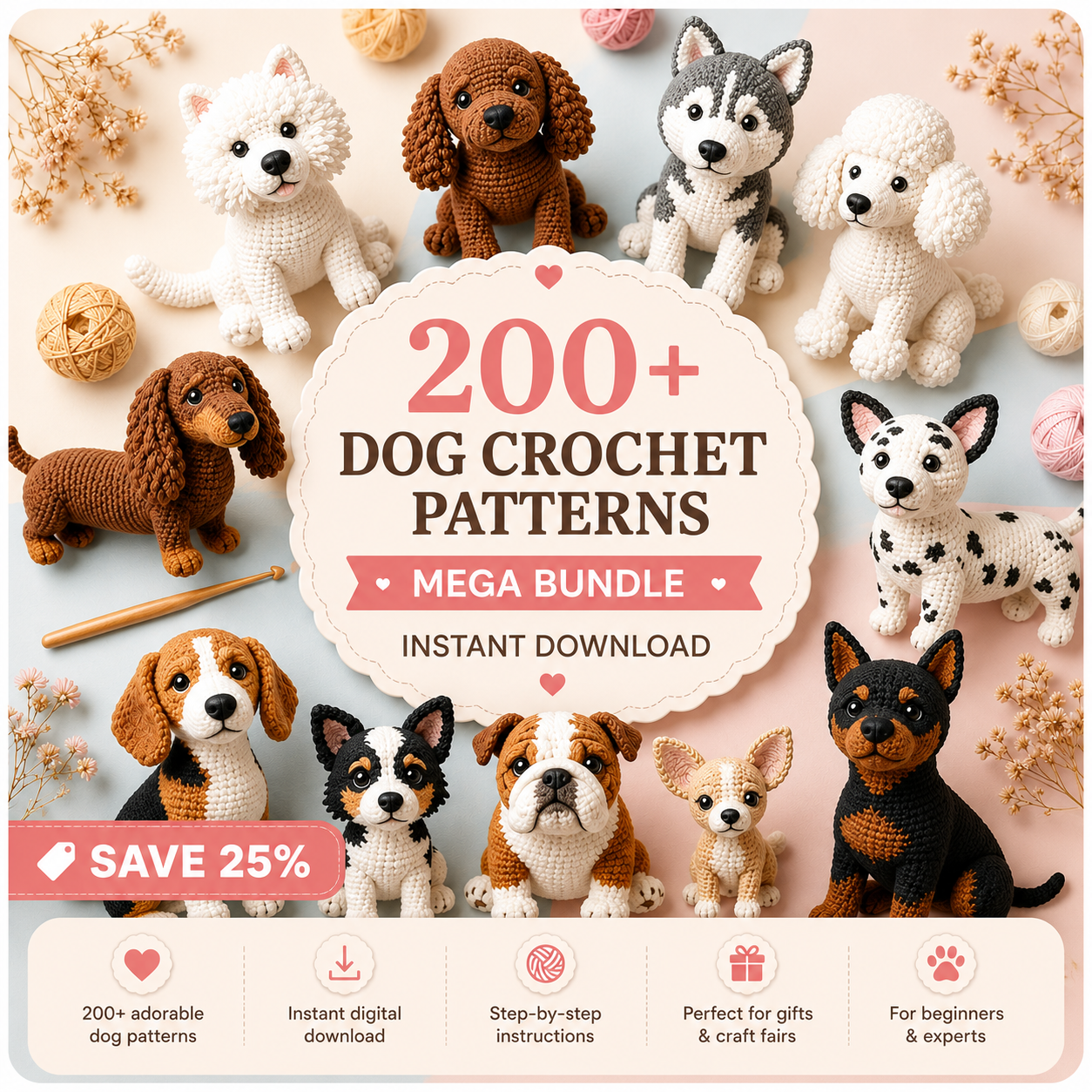 🐶 200+ Dog Amigurumi Crochet Patterns Bundle