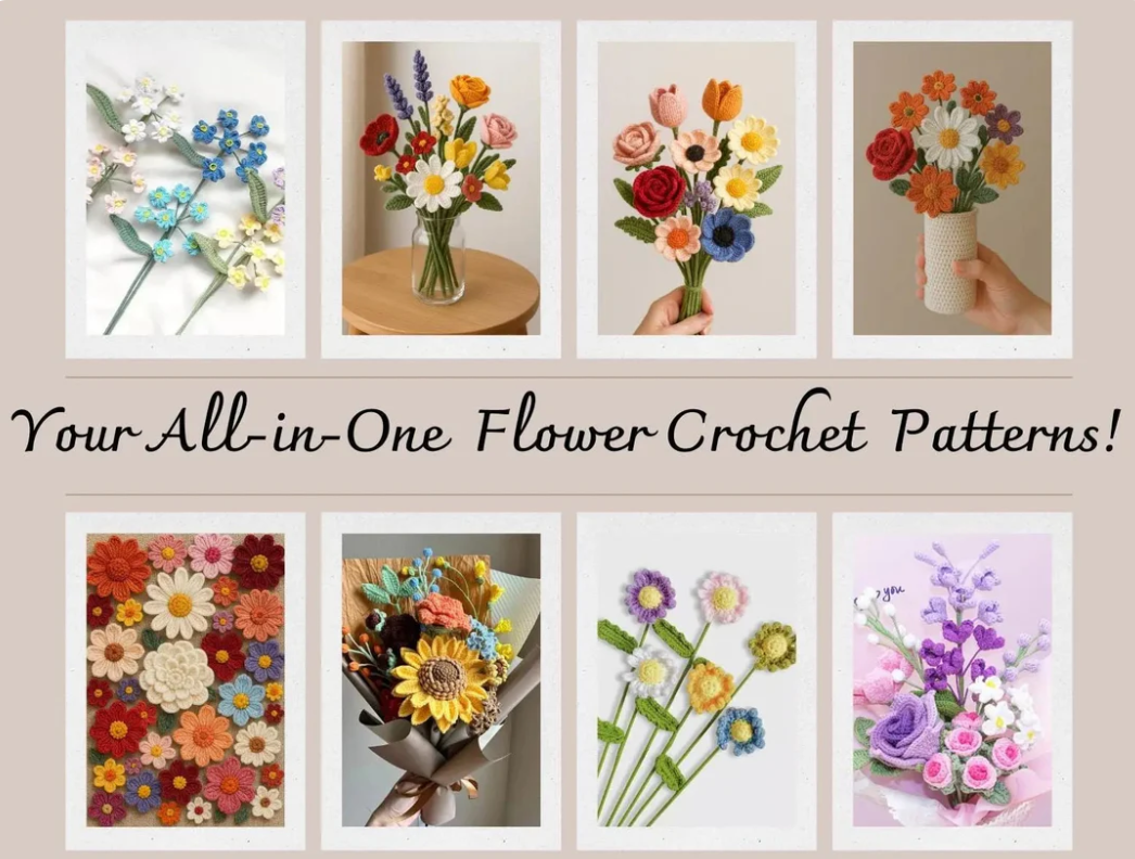🌸 800 Flower Crochet Pattern Bundle 🌸